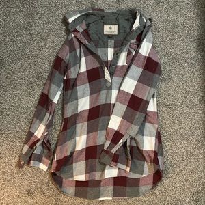 Women’s red and grey Legendary Whitetails flannel tunic